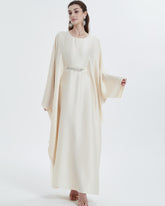 Satin Butterfly Abaya with Crystal-Embellished